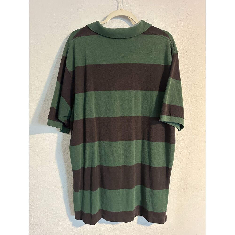 Polo Ralph Lauren Rugby Polo Shirt XL Green Brown Striped Big Pony Cotton Preppy - Picture 5 of 8